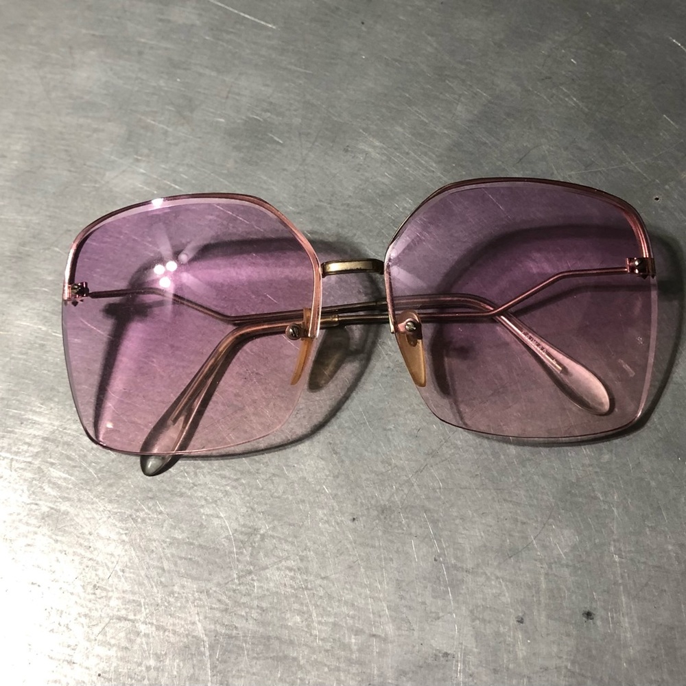 Purple/Pink Hexagon Shape Sunglasses 70s Style.